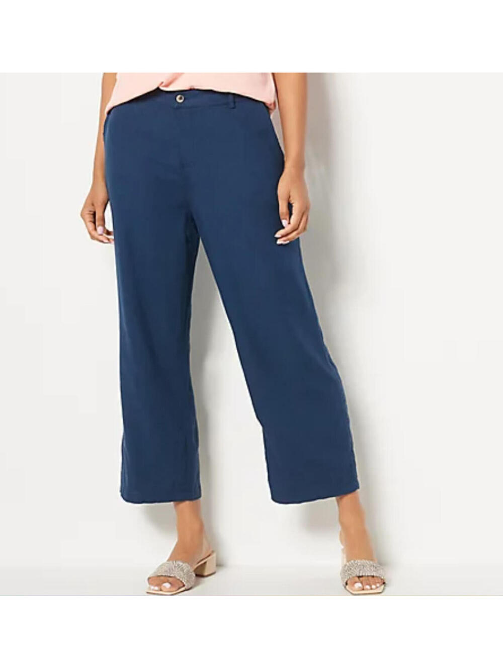 3271 Studio Park x Courtney Khondabi Regular Linen Blend Pants Navy sz 16